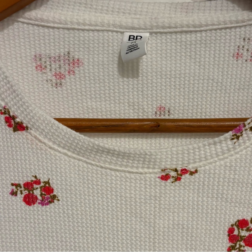 Nordstrom Brass Plum floral print Thermal Top M - Picture 3 of 4